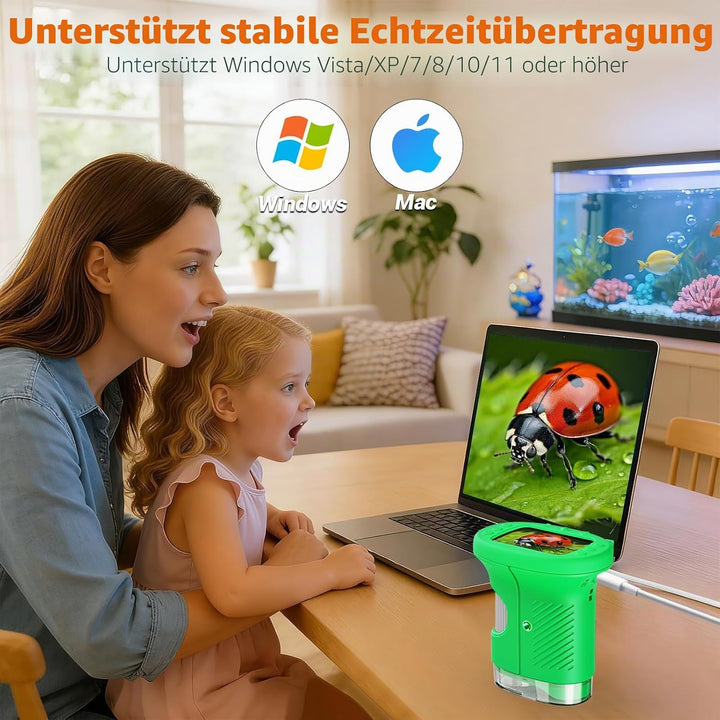 Mikroskop für Kinder, 1000X Tragbares Handmikroskop mit 2.4&