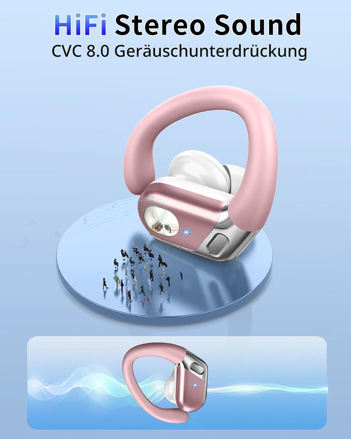 2026 Bluetooth Kopfhörer, Kopfhörer Kabellos Bluetooth 5.4 Sport tiefer Bass, 50 std Spielzeit In Ea