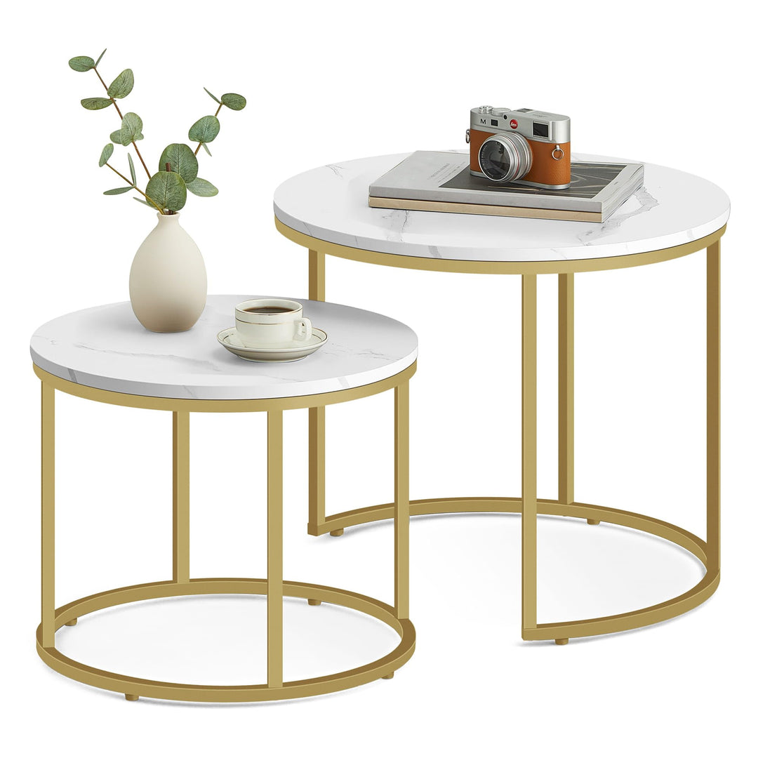 Home Collective Couchtisch 2er Set Rund Beistelltisch Loft Design 2 in 1 Verschachtelung Kratzfeste