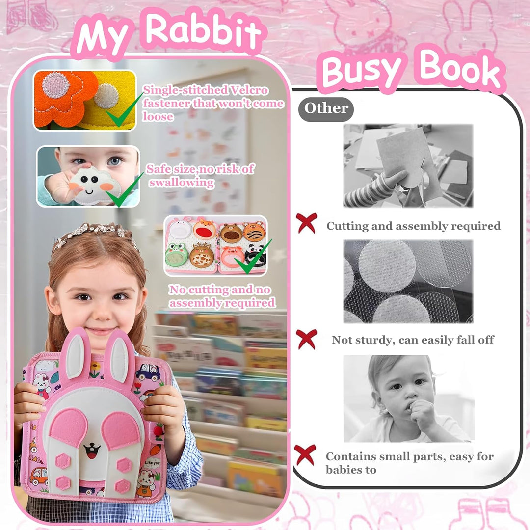 Quiet Book ab 1 Jahre,Busy Board Montessori Spielzeug Filzbuch-Stoffbuch für Babys,3D Filz Beschäfti