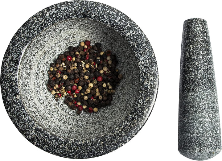 BROWIN® Küchenmörser mit Stössel aus Granit 312008 | Ø 13 cm | Zerkleinerer für Kerne, Gewürze, Nüss
