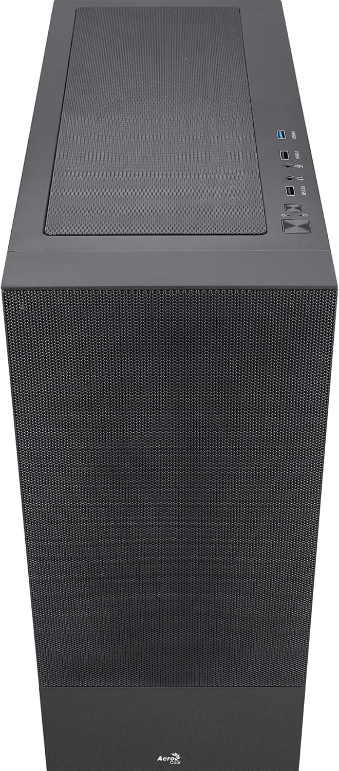 Aerocool CIPHERBKV1, PC ATX-Gehäuse, Vertikale GPU-Halterung, Front Mesh + Seitengitter, Schwarz Sch