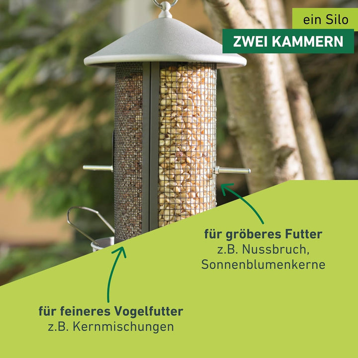 Windhager Vogelfuttersilo Happy Bird, Vogelfutterspender Futterstation, witterungsbeständig, aus Met