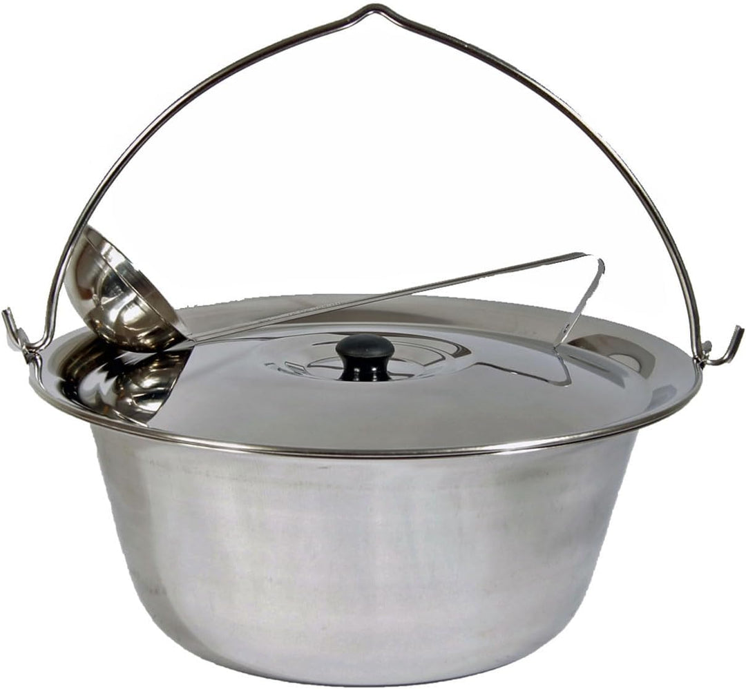 Set Gulaschkessel Gulaschtopf Edelstahl 14 Liter + Deckel + Gratis Schöpfkelle