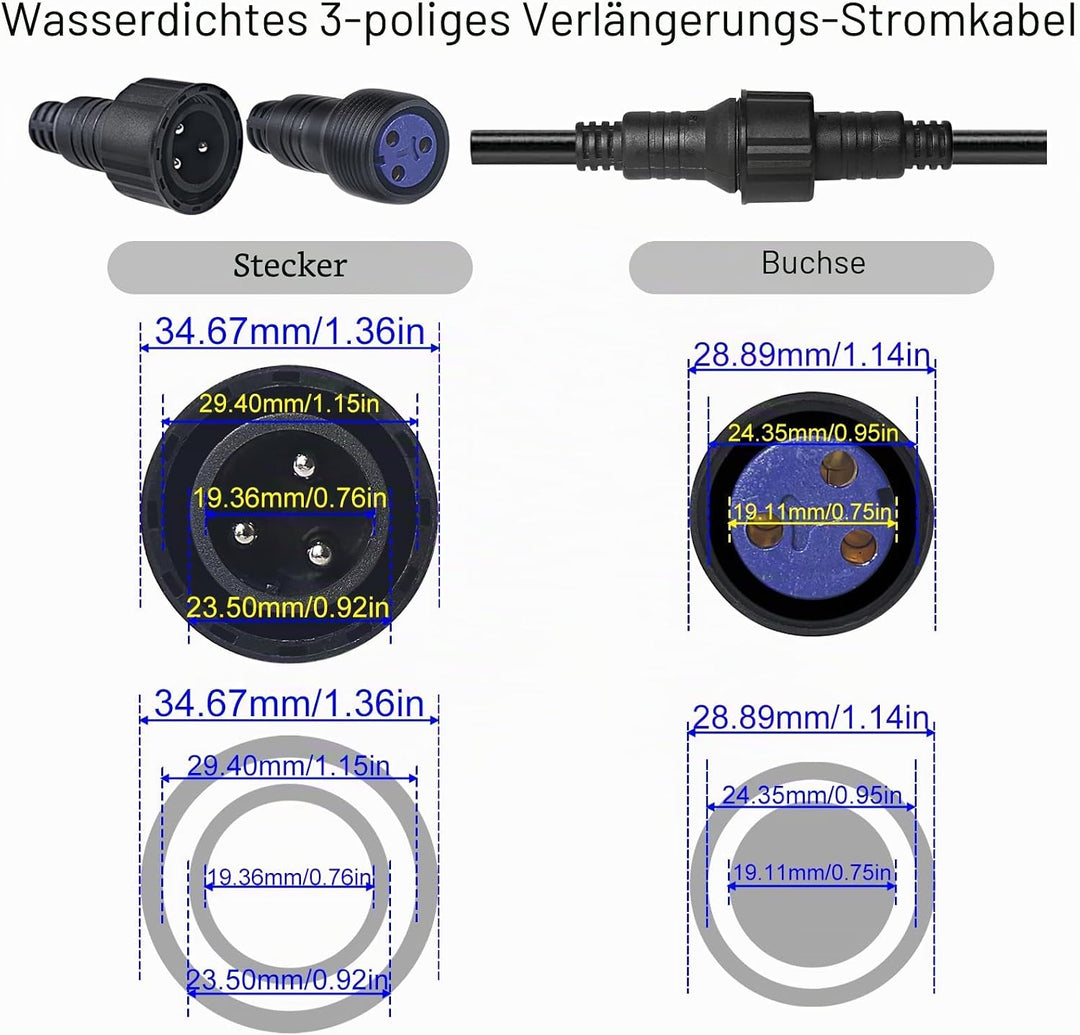 5m Power Cable Ac Plug Cable Power Connectors Buchse Wasserdicht, Led Outdoor Scheinwerfer ip65 Powe