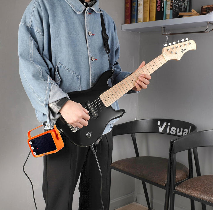 Winzz 30 Zoll Mini E-Gitarre Kinder Ahorn Griffbrett Elektrische Gitarre Anfänger Set für Kinder mit