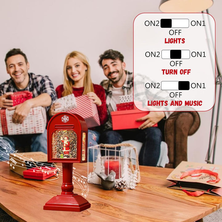 Weihnachtsdeko Laterne, Weihnachts Schneekugel Laterne mit Musik, Weihnachtslaterne, LED Weihnachts