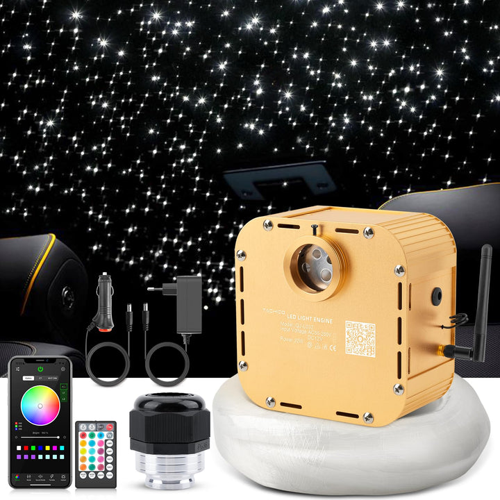 32W Twinkle Sternenhimmel Auto, 800pcs of (0.75+1.0+1.5mm)*4m Sternenhimmel Glasfaser RGBW Bluetooth