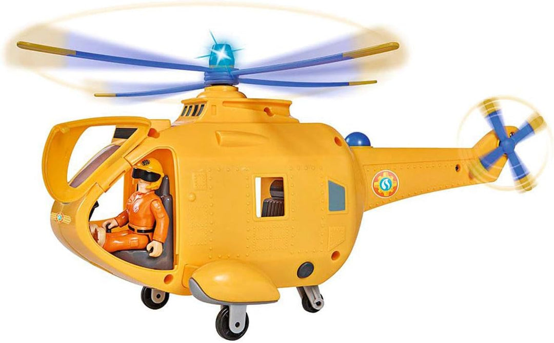 Sam el bombero - Wallaby Hubschrauber mit Figur, 34 cm (Simba 9251002), Wallaby Hubschrauber