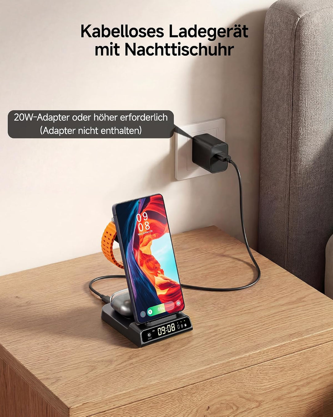 Induktive Ladestation für Samsung S25 Ultra, 3 in 1 Wireless Charger für Samsung Galaxy Watch 8/Ultr