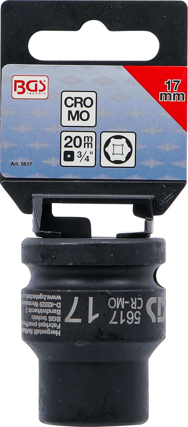 BGS 5617 | Kraft-Steckschlüssel-Einsatz Sechskant | 20 mm (3/4") | SW 17 mm Schlüsselweite: 17 mm, S
