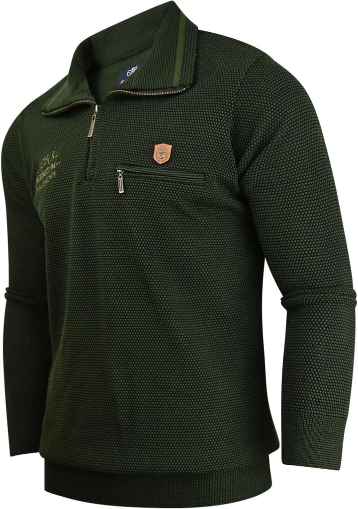 Soltice Herren Langarm Sweatshirt mit Brusttasche, Gestreifter Strickpullover mit Kragen, Meliert, W
