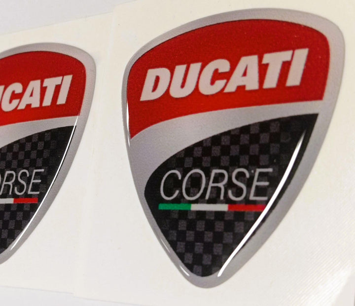 2 Stück Aufkleber für Motorrad, geharzt, 3D-Grösse, kompatibel mit Ducati-Modellen. Für Motorrad-Tan