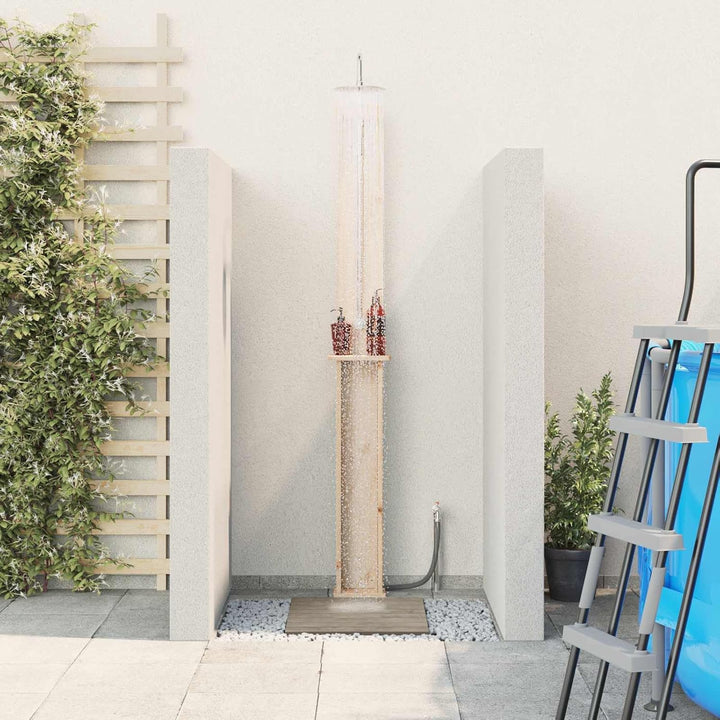 vidaXL Aussendusche 246 cm Massives Kiefernholz und Edelstahl, Moderne wetterfeste Aussendusche, Out