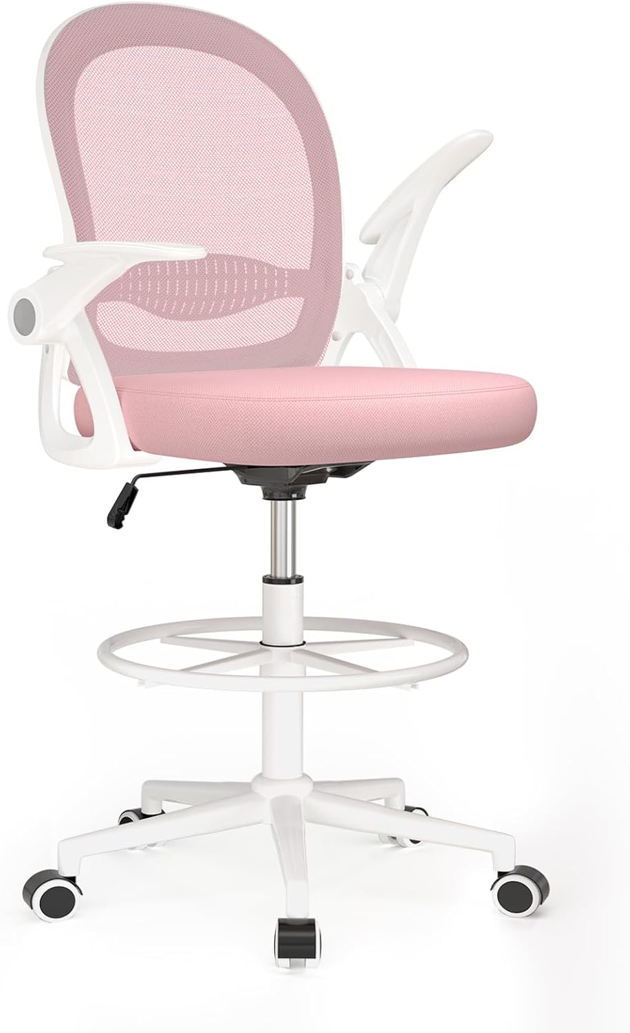 Naspaluro Bürostuhl mit Fussstützenring, Ergonomischer Schreibtischstuhl mit Atmungsaktiv Netzbespan