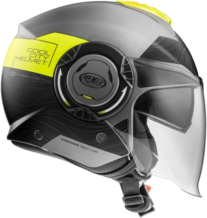 Premier Unisex-Adult Cool Evo Helm L Schwarz, Hellgrau Und Gelb, L Schwarz, Hellgrau Und Gelb