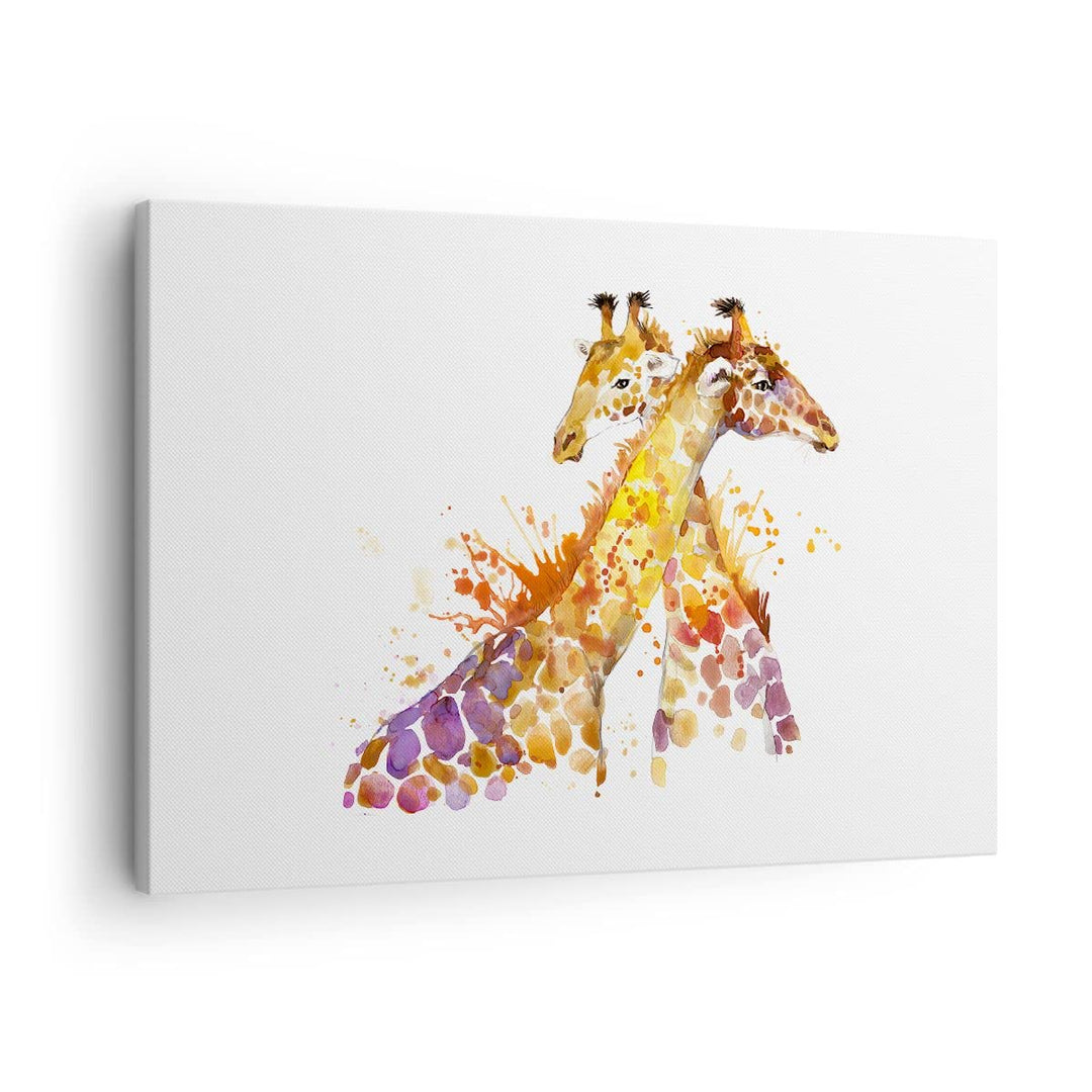 Bilder auf Leinwand Giraffen Tiere Kinder Safari Leinwandbild 70x50cm Wandbilder Dekoration Wohnzimm