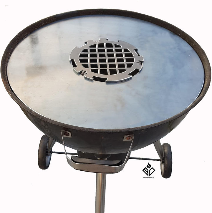 6mm Feuerplatte | Plancha | Grillplatte für 57 cm Kugelgrill + Branding Grillrost