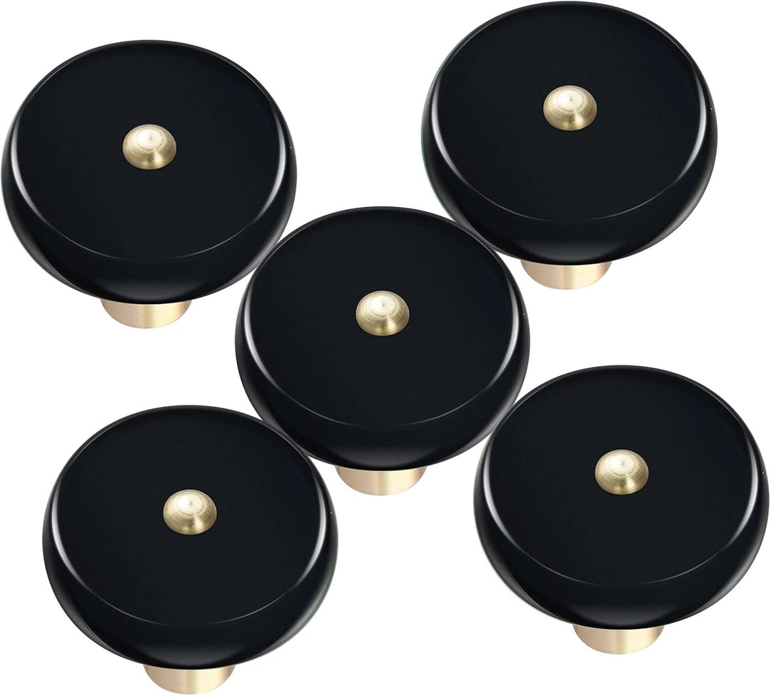 KYEYGWO 4 Stück Obsidian Natürlicher Kristall Möbelknöpfe mit Schraube, Runde Stein Schubladenknöpfe