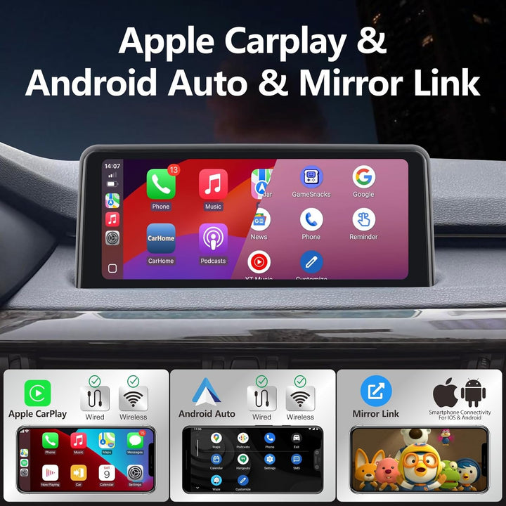 Autoradio mit drahtlosem CarPlay & Android Auto Kompatibel mit BMW X5 X6 Serie F15/F16 (2014-2016)NB