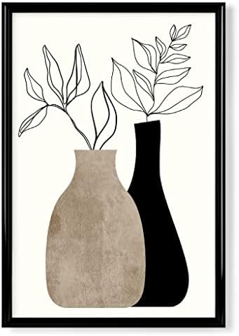 artboxONE Poster mit schwarzem Rahmen 45x30 cm Floral Gris En Gris - Bild vase abstrakt Blumen 45x30