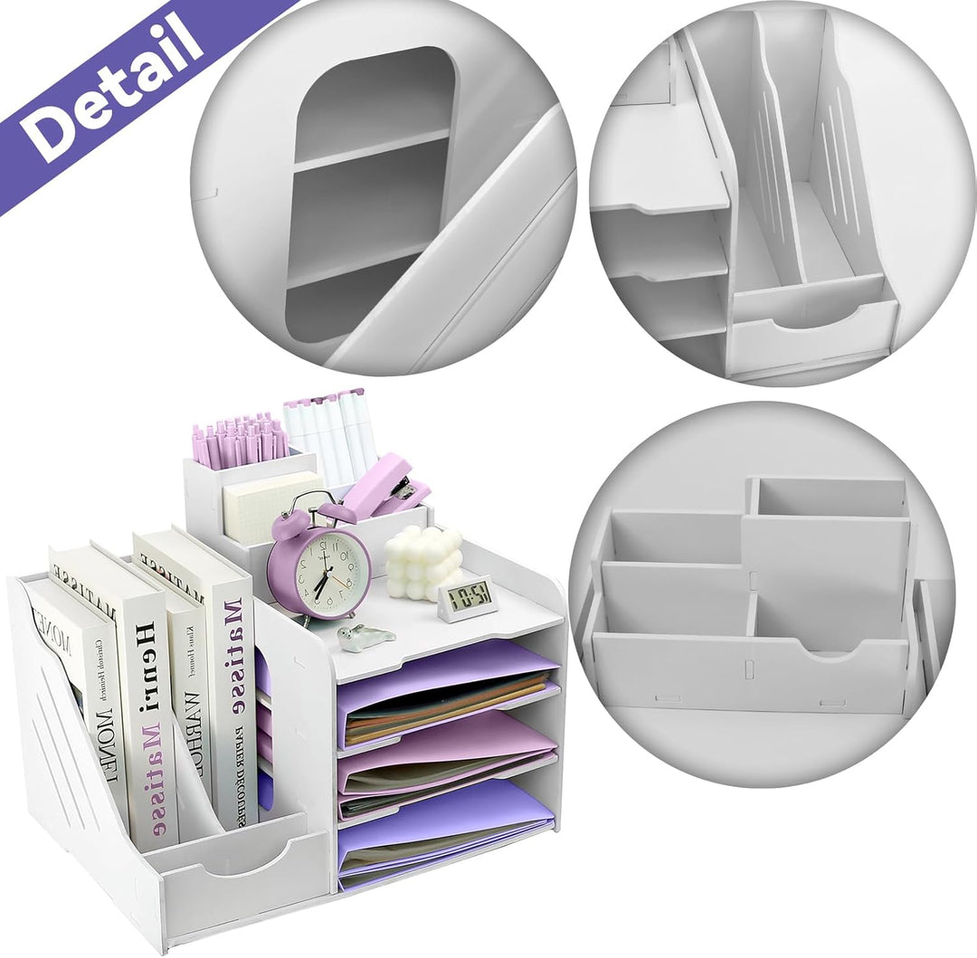 Briefablage Organizer, A4 Papier Ablagefächer, 4-stöckiges Büro Aktenablage, Schreibtisch Datei Tidy