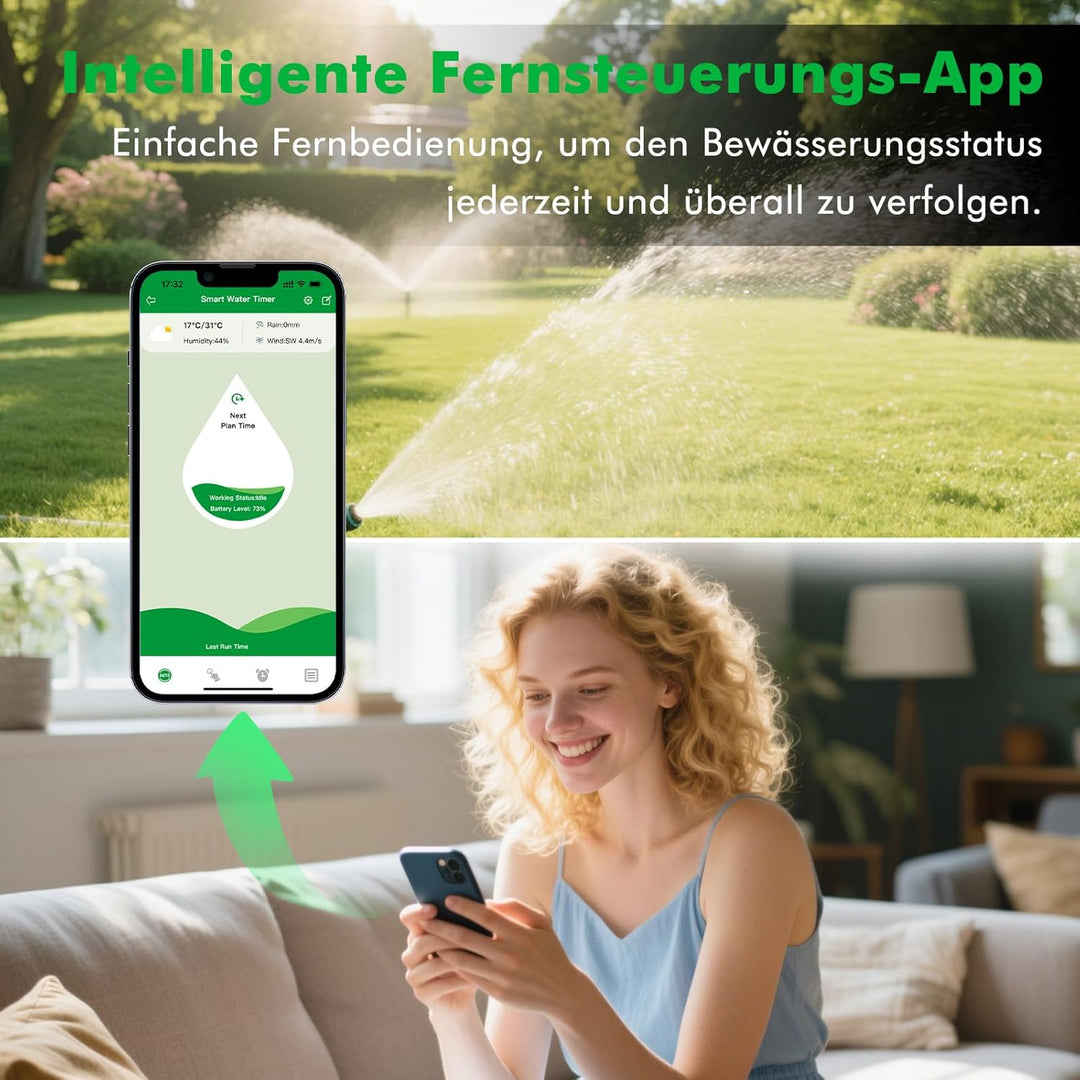 RESTMO WiFi-Bewässerungscomputer, programmierbare Wasserzeitschaltuhr für die Gartenbewässerung, 3 B