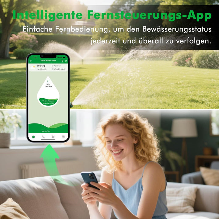 RESTMO WiFi-Bewässerungscomputer, programmierbare Wasserzeitschaltuhr für die Gartenbewässerung, 3 B