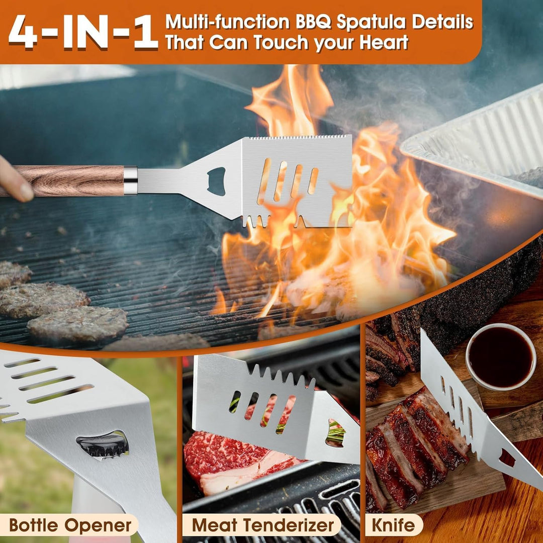 DRAGON RIOT Grillbesteck Set aus Edelstahl, 29 Stücke Grillset für Männer Geschenk, Premium Grill Zu