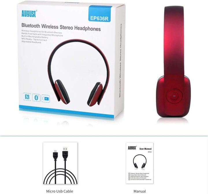 August EP636 - Bluetooth v4.1 NFC Kopfhörer - kabellose Bluetooth Stereo Kopfhörer mit Freisprechfun