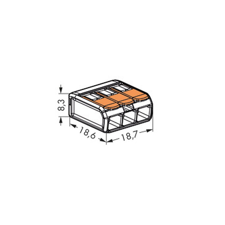 25x Wago 221-413 COMPACT Verbindungsklemme - mit Betätigungshebel - 3-fach - Hebelklemme - Dosenklem