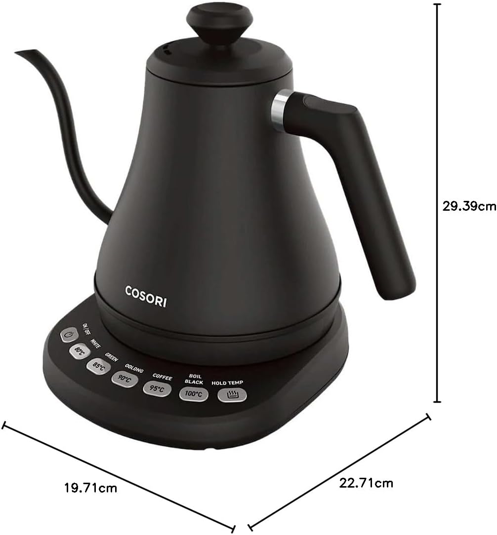 COSORI Wasserkocher Edelstahl Schwanenhals, 0,8 Liter, Wasserkocher mit Temperatureinstellung, 80℃ b
