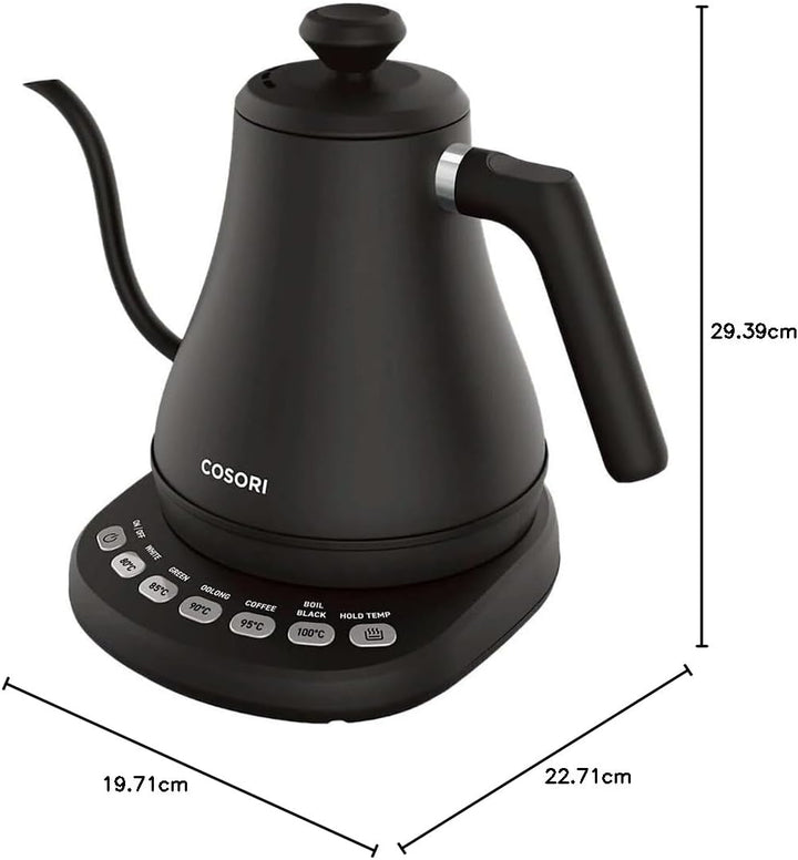 COSORI Wasserkocher Edelstahl Schwanenhals, 0,8 Liter, Wasserkocher mit Temperatureinstellung, 80℃ b