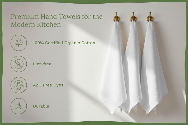 Organic Flour Sack Kitchen Towels - 10 Pack GOTS Certified White Dish Towels - Premium Quality White