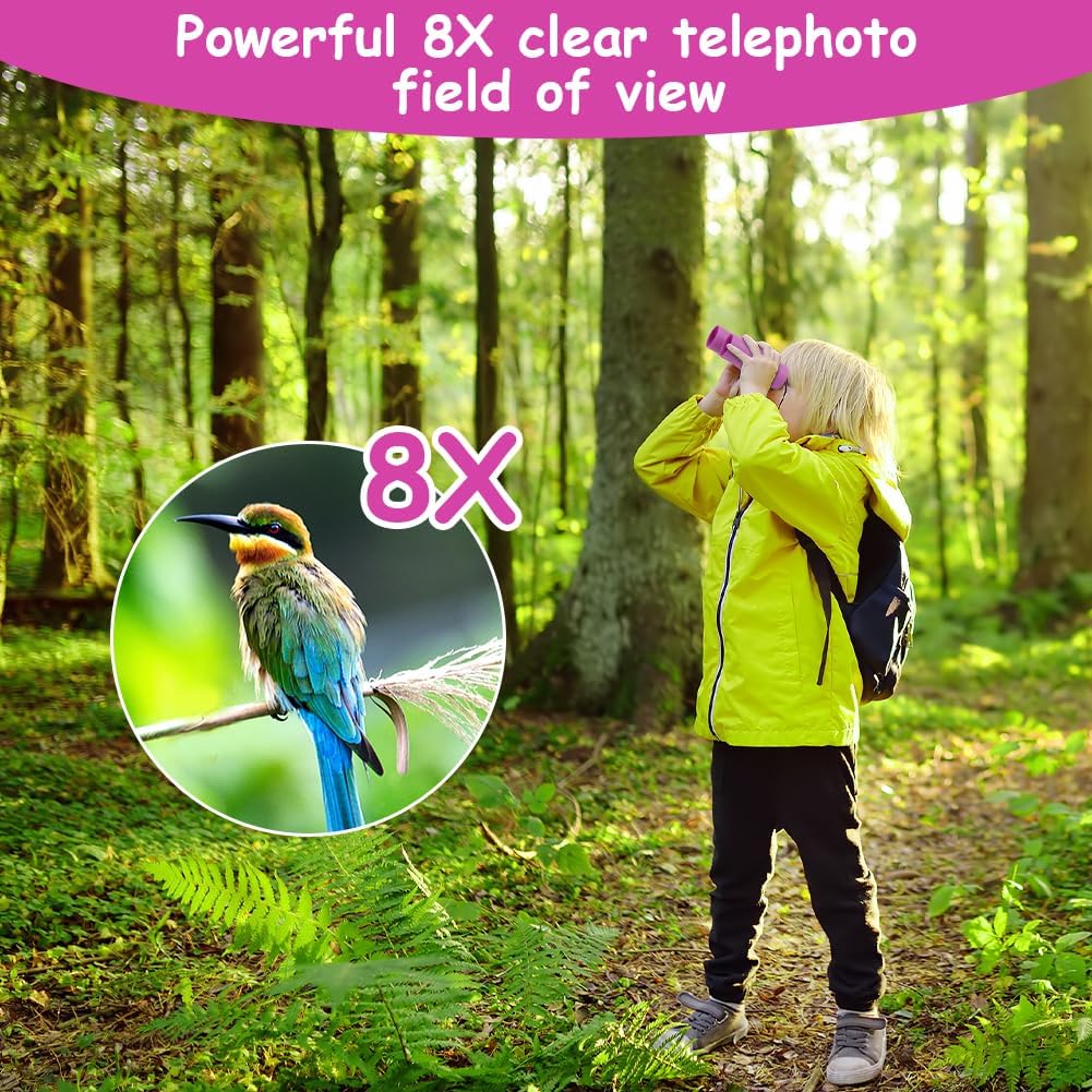 OSDUE Fernglas für Kinder, Fernglas Spielzeug, Starke Vergrösserung 8X21, Stossfestes, Inklusive Lup