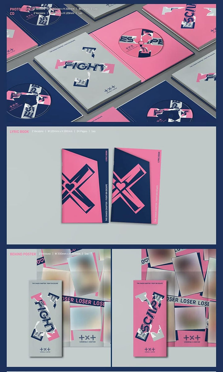 Big Hit Ent. TXT - Chaos Chapter : Fight OR Escape Album+Extra Photocards Set (Fight+Escape ver. Set
