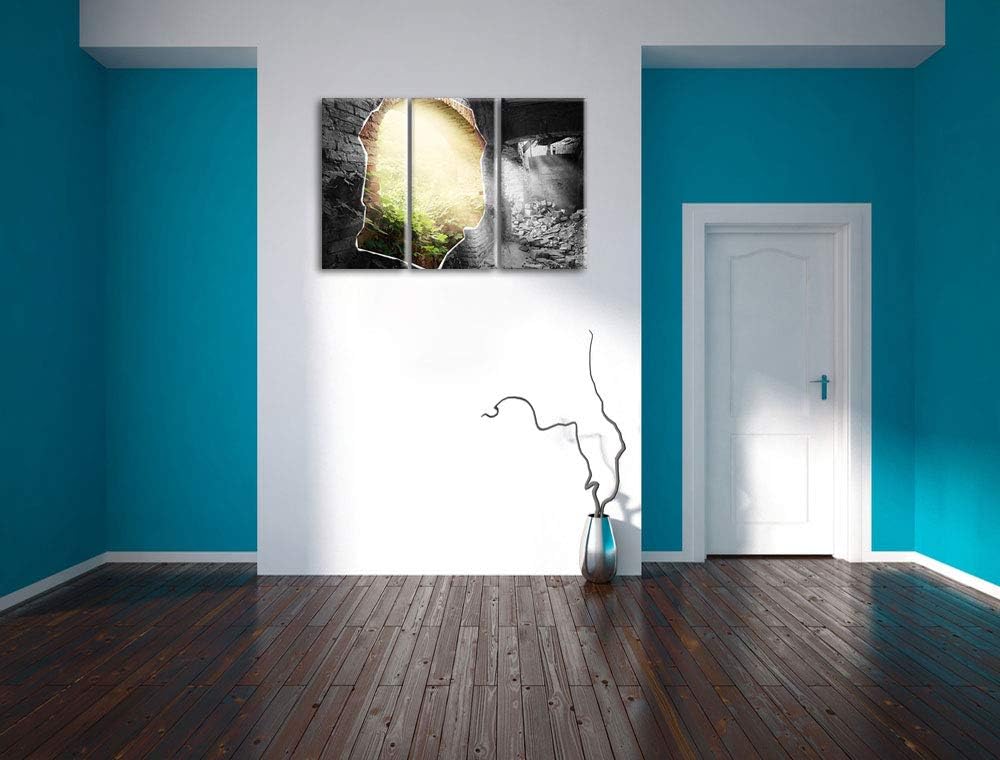 erleuchtete Ruine schwarz/weiss 3-Teiler Leinwandbild 120x80 Bild auf Leinwand, XXL riesige Bilder f