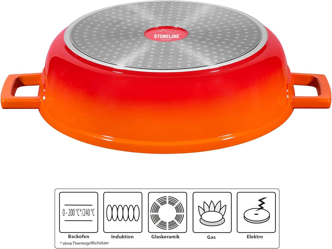 STONELINE Bräter Induktion 28 cm, 4,2 L, Bräter mit Deckel, Aluguss beschichteter Topf mit echten St