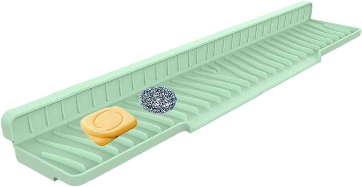 Sink Water Splash Guard, Foldable Silicone Drying Mat, 58x12.5cm, Versatile Drainage Pad for Kitchen