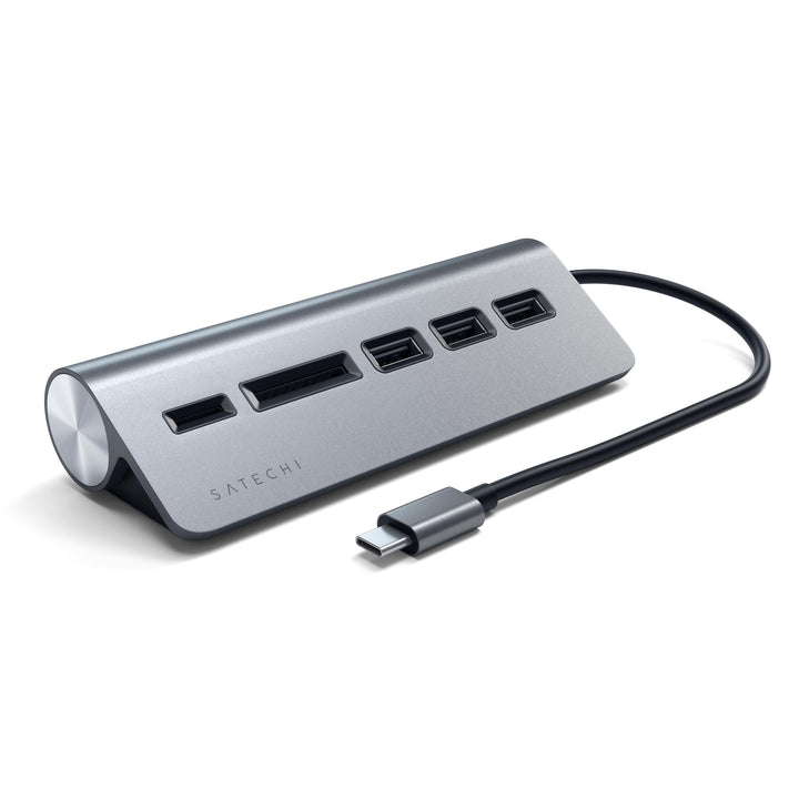 SATECHI 5-in-1 Desktop USB-C Hub Kombination aus Aluminium mit 3 USB-A Anschlüssen (5 Gbit/s) und mi