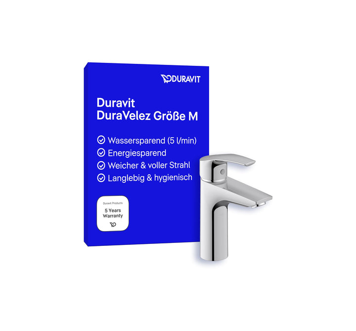 Duravit DuraVelez wassersparende Waschtischarmaturen, Grösse M (Auslauf Höhe 106 mm), energiesparend