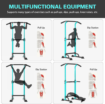 soges Dip-Station Kraftturm mit Klimmzugstange Multifunktions Krafttraining klimmzugturm,Ideal für H