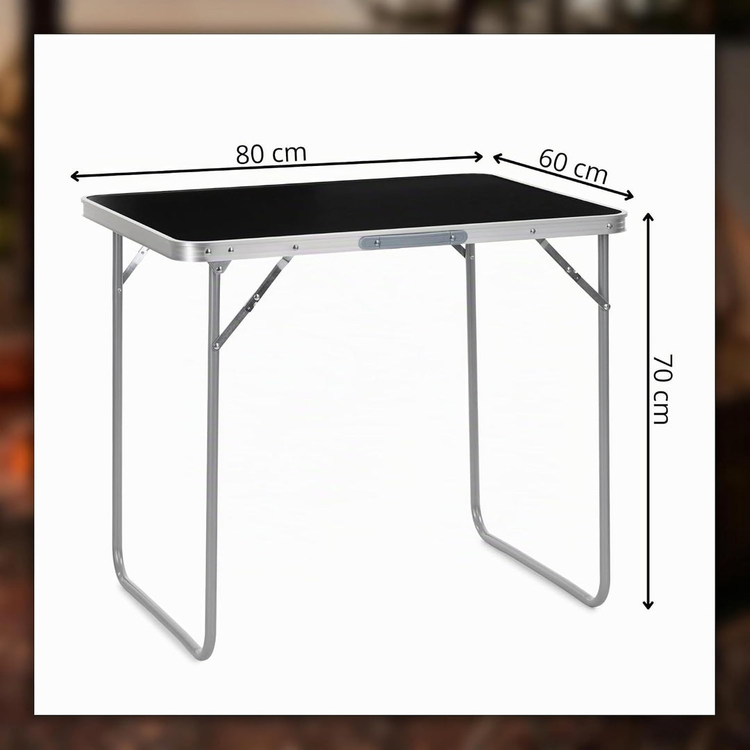 SPRINGOS Klapptisch 80x60 cm Aluminiumrahmen MDF Tischplatte Höhenstabil Tragbar Zusammenklappbar An