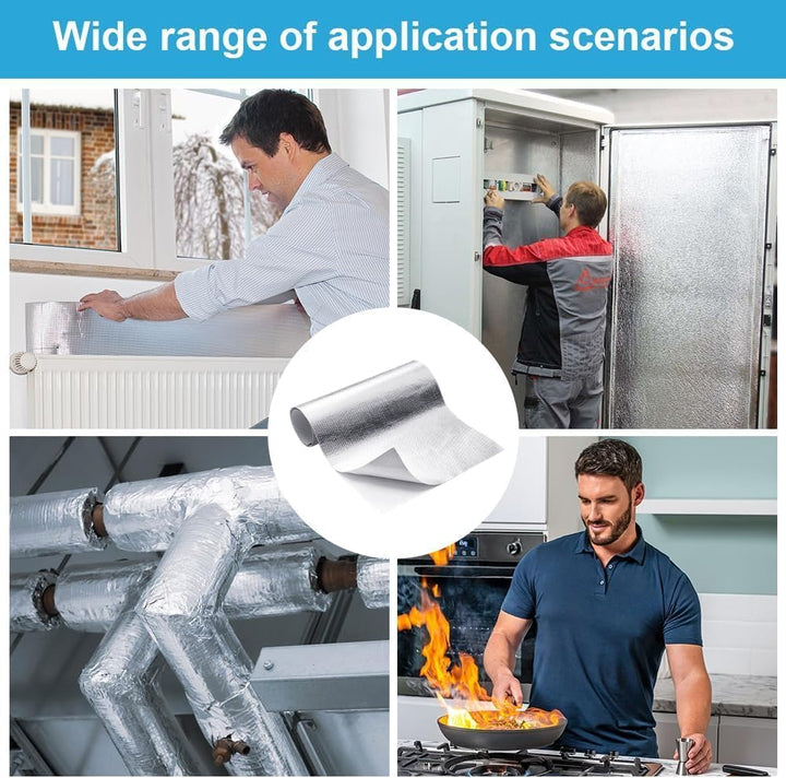 DASIAUTOEMHitzeschutzmatte, Selbstklebend Kleberücken Aluminium Glasfaser Blatt Aluminisierte Hitzes