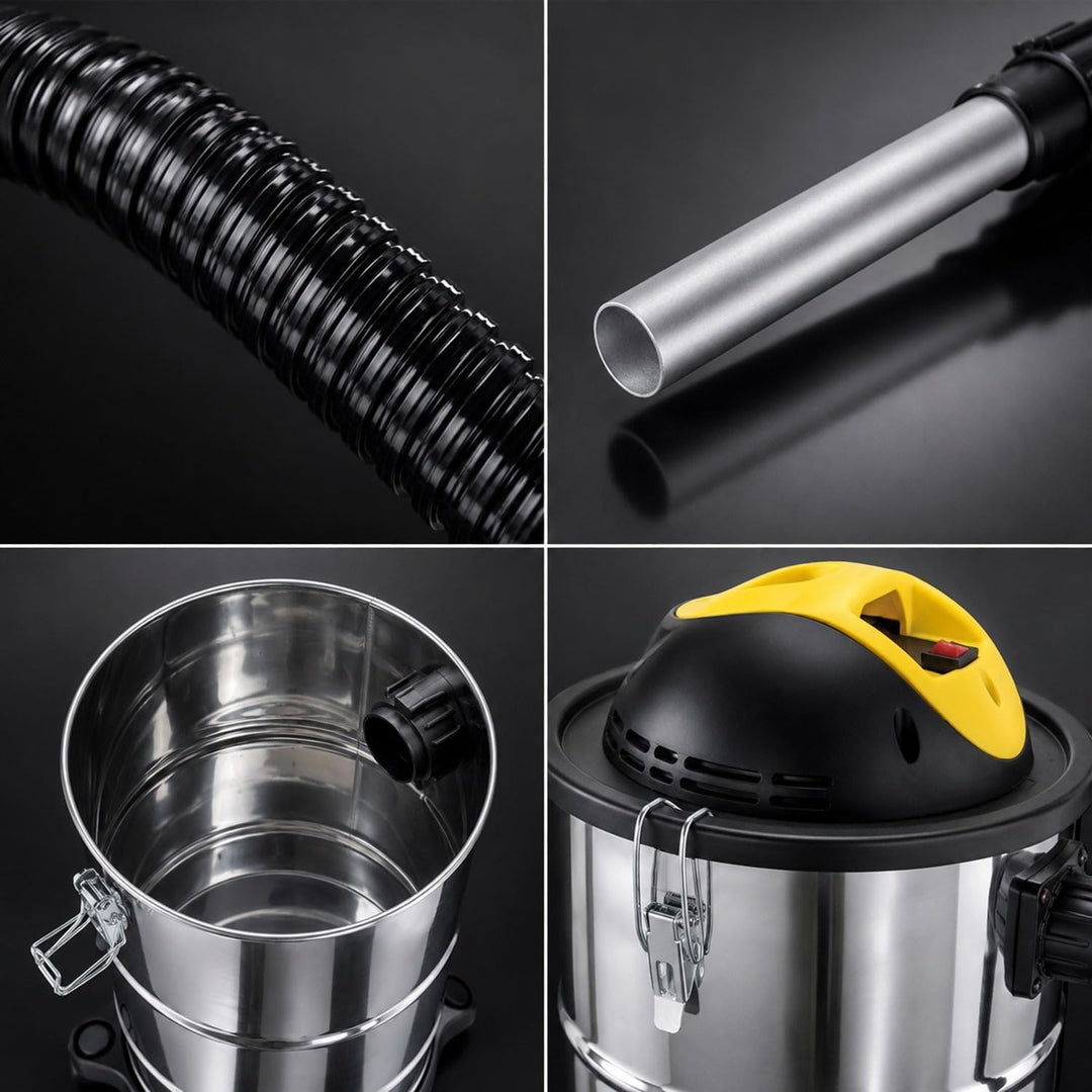 Syntrox 2 in 1 Edelstahl Aschesauger + Staubsauger Titana, Leicht und handlich, 4 Laufrollen, 1600 W