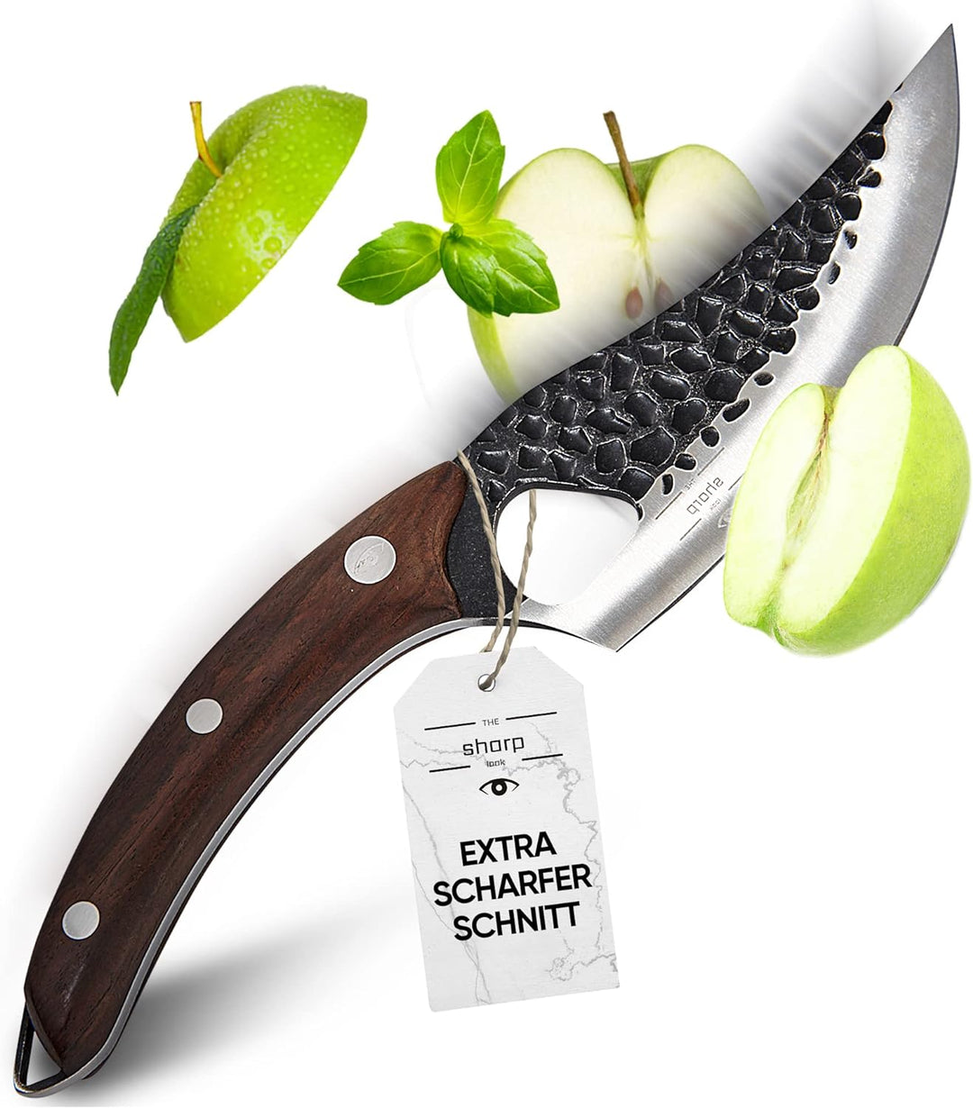 The Sharp Look Japanisches Messer mit Lederhülle Küchenmesser Scharf Wikinger Messer Hackmesser Outd