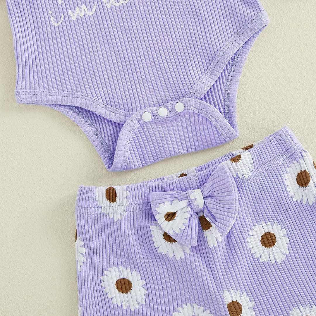 Baby Mädchen Winter Kleidung Set | Neugeborene 3tlg Outfit,Langarm Rüchen Body Tops + Gänseblümen Ho