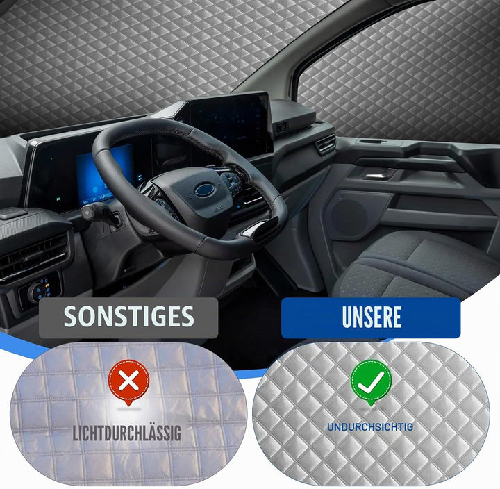 8Stk Thermomatte Fahrerhaus passend für Ford Transit Custom LWB, Interne Auto Sonnenblende Frontsche