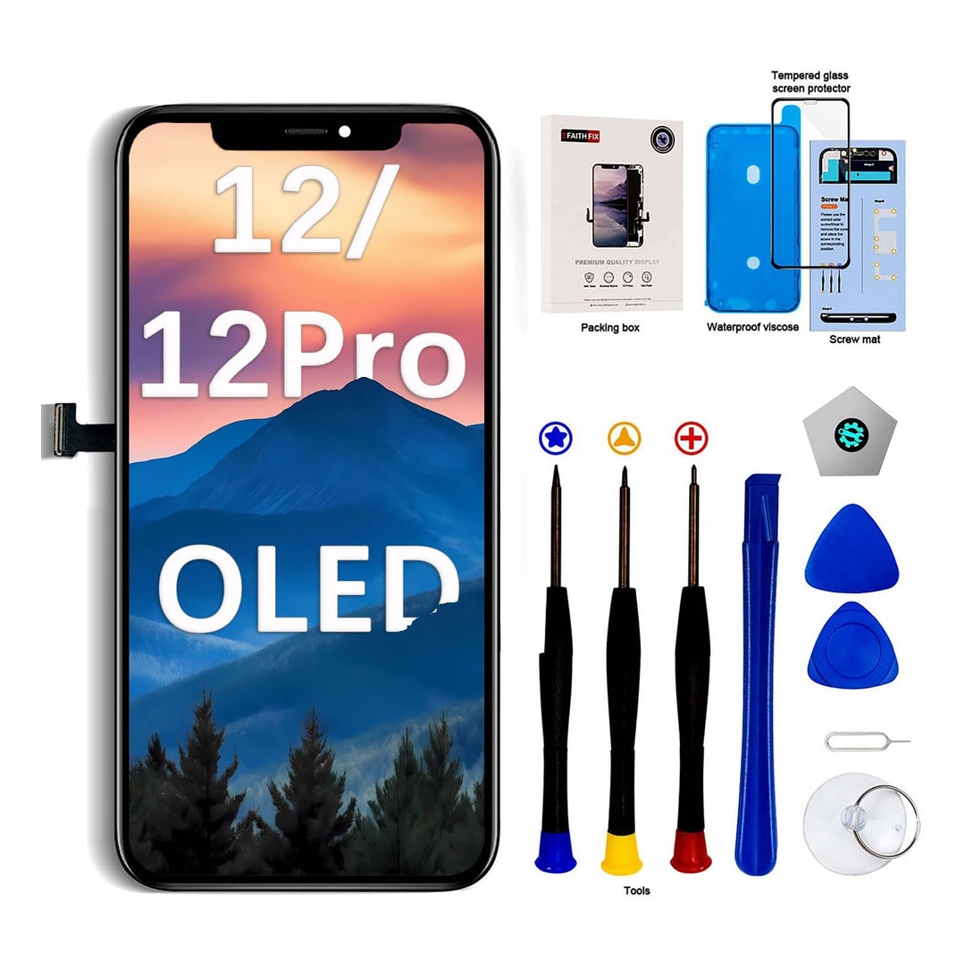 EFaith für iPhone 12/12 Pro Display, Ersatz Bildschirm 6.1 Zoll Full HD Bildschirm,Displayrahmen 3D