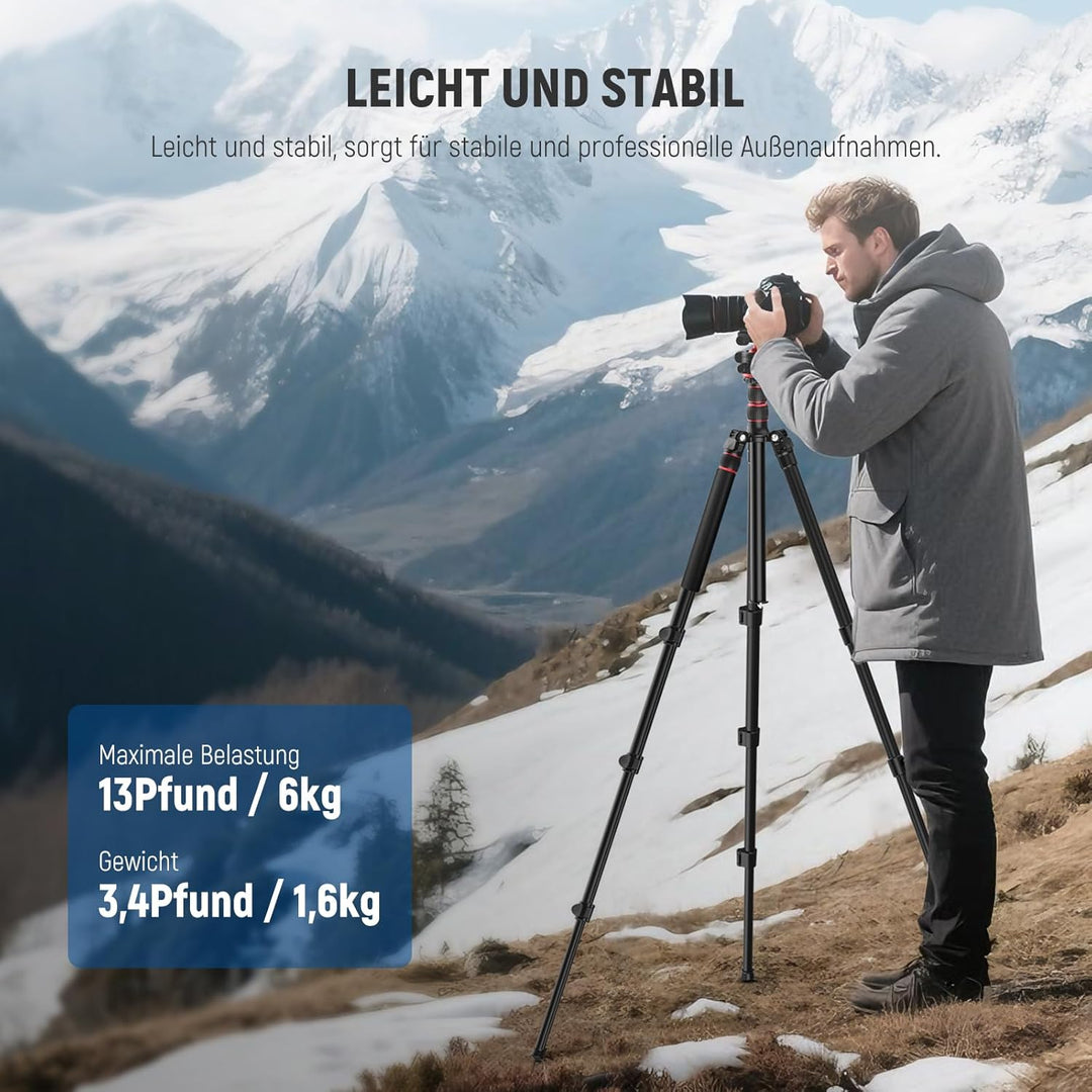 NEEWER BASICS Kamerastativ Einbeinstativ 77" kompaktes leichtes DSLR Reise Videostativ 360°Kugelkopf